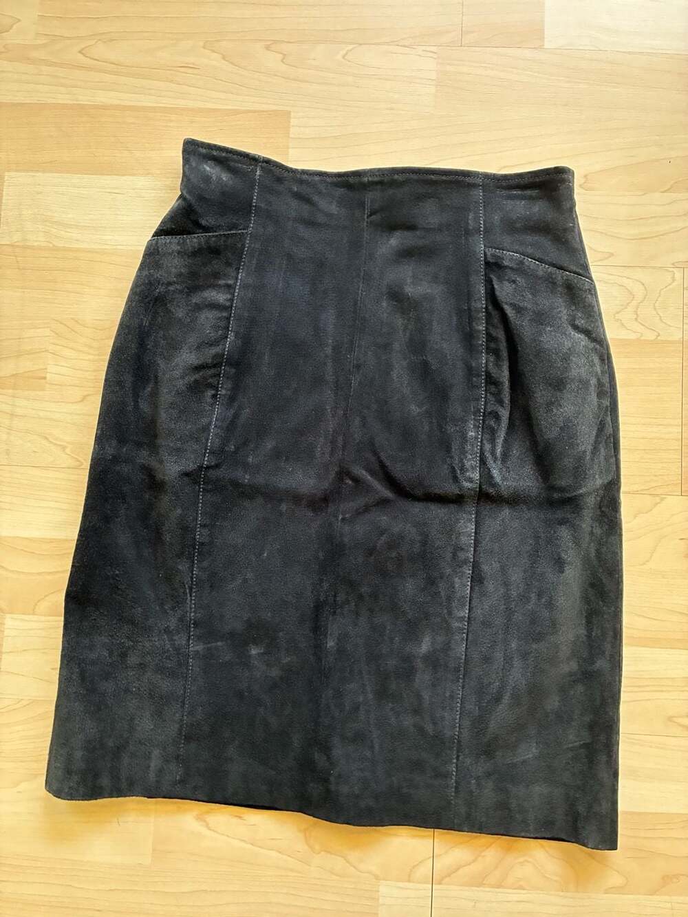 Vintage Wilsons The Leather Experts Black Suede Pencil Skirt Size 6